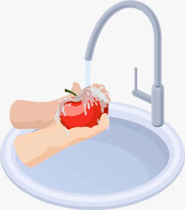 卡通生活元素洗水果免抠