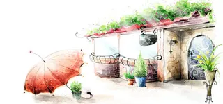 手绘城市风景背景