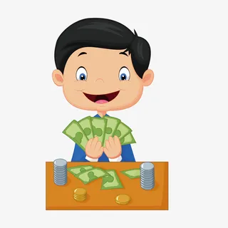 打牌的卡通小男孩免抠