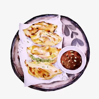 煎饺早餐手绘素材图片免抠