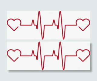 红色爱心心跳线图免抠