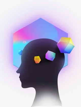 时尚几何炫彩立体装饰图案免抠