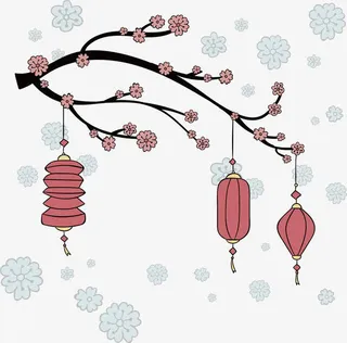 中秋节桃花枝头免抠