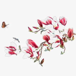 中国风手绘花免抠