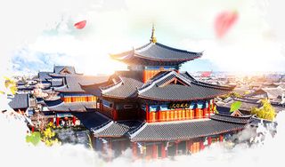 免抠江南水乡古风建筑装饰图案免抠