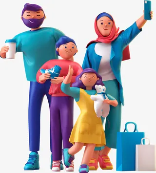 商铺 商业 C4D 吃 拍照 合影 家庭免抠