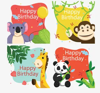 矢量手绘卡通动物免抠