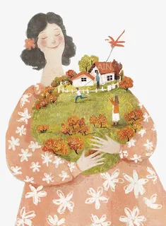 母亲节小院免抠