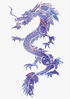 国潮彩色古风龙免抠手绘/卡通手绘元素