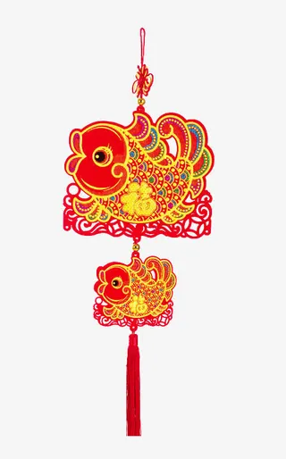 鱼串新年挂饰免抠