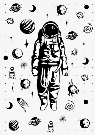 宇航员太空宇宙游免抠