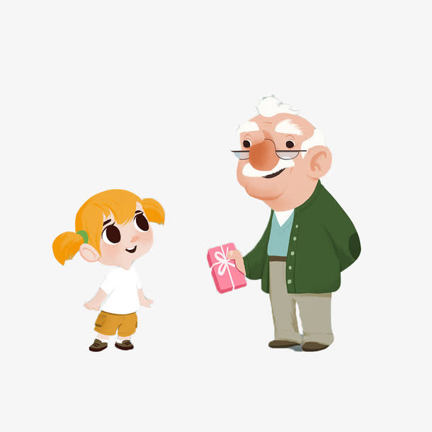 卡通爷爷送祝福免抠