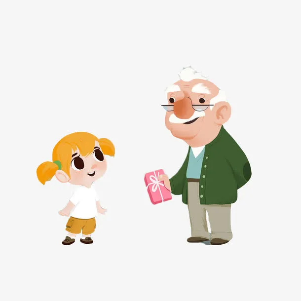 卡通爷爷送祝福免抠