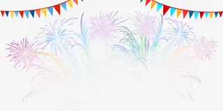 漂浮烟花彩旗图案免抠