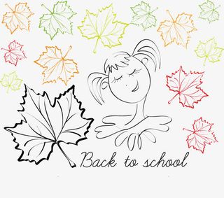 简笔枫叶女孩免抠