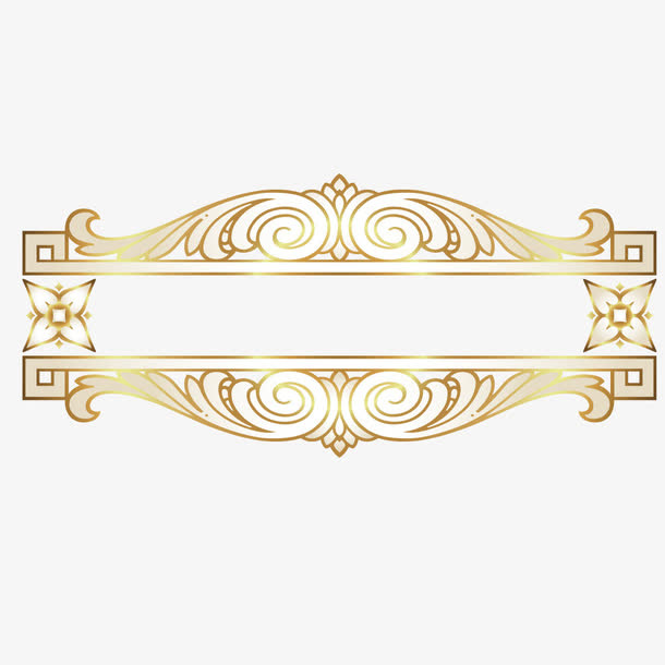 高档金色花纹边框免抠