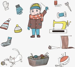 彩绘针线矢量图免抠