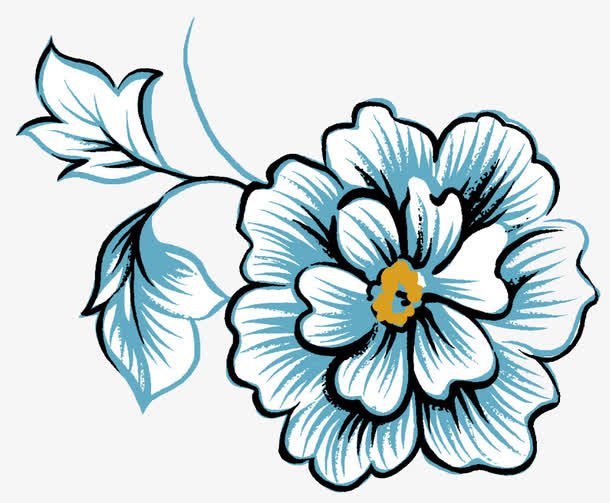 蓝色鲜花免抠