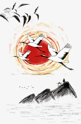 中国风水墨画免抠