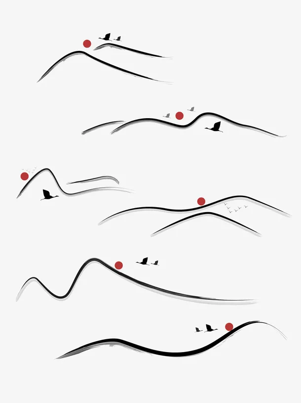 中国风传统水墨写意飞鸟免抠