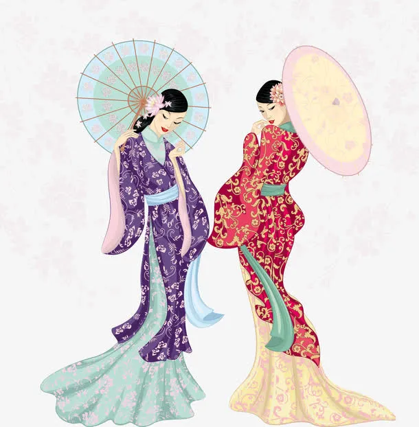 矢量樱花树下的古代美女免抠