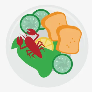 矢量面包水果龙虾拼盘免抠