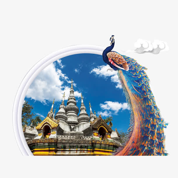 傣族孔雀图免抠