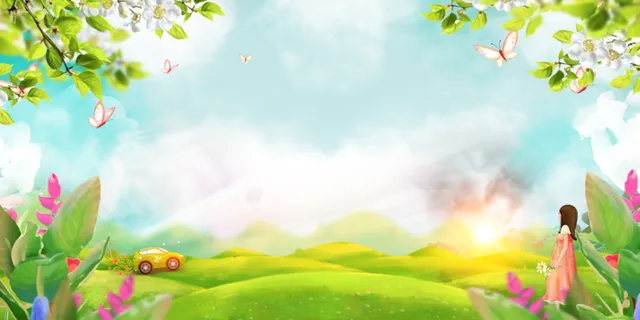 春天清明春分背景油菜花田高清文艺清新背景