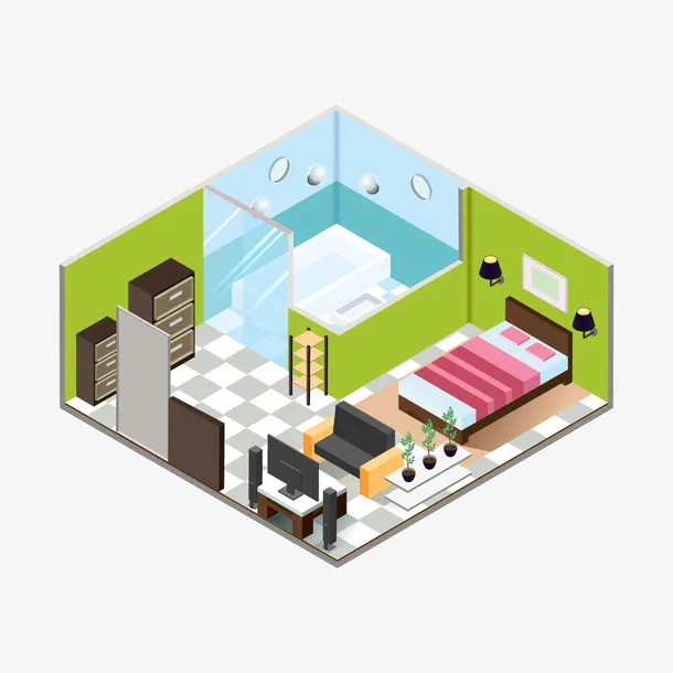 创意立体房屋内部图矢量图免抠