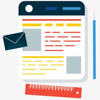 矢量办公文件邮件直尺免抠