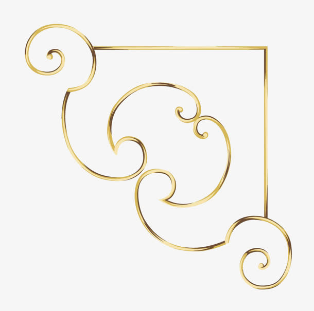 金色渐变金属质感边角免抠