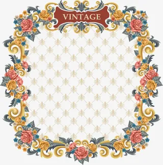 花纹边框褐色底纹免抠