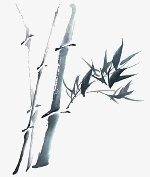 水墨山竹子免抠