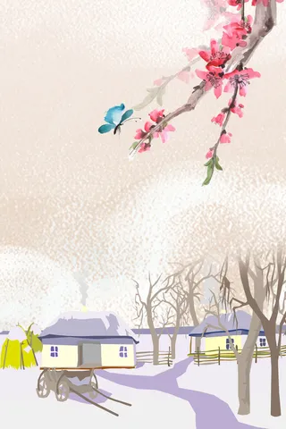 淡雅简约冬季户外场景花卉建筑典雅设计高清