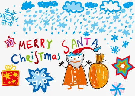 手绘卡通阴天下雨雪花免抠