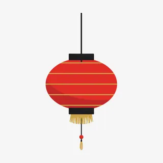 手绘红色悬挂灯笼免抠