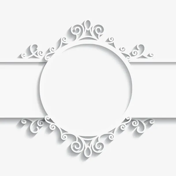 白色剪纸边框欧式免抠