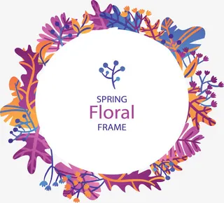 浪漫紫色树枝边框免抠