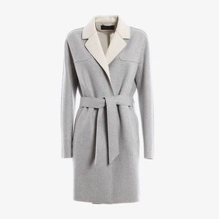 绑带插肩山羊绒大衣免抠