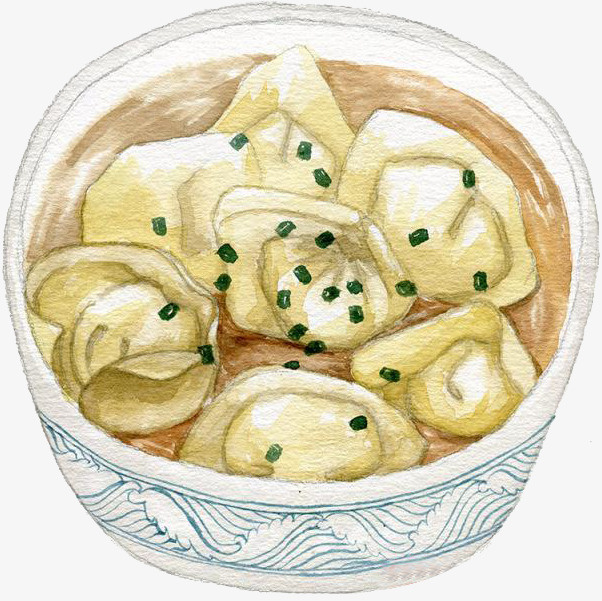 传统小吃中式馄饨免抠