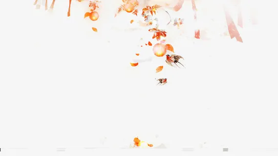 唯美中国古风水彩插画免抠装饰植物元素