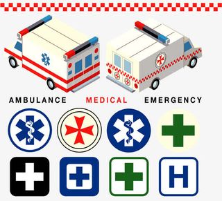一组医疗汽车元素免抠