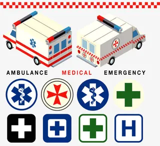 一组医疗汽车元素免抠