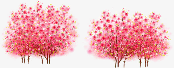 梦幻粉红色春季植物免抠