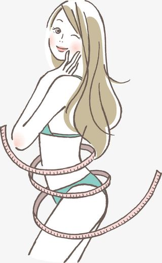 手绘线条绘画比基尼女孩免抠