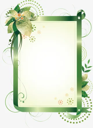 春天绿色相框免抠