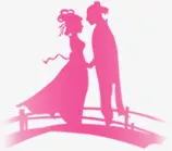 粉色牛郎织女剪影免抠