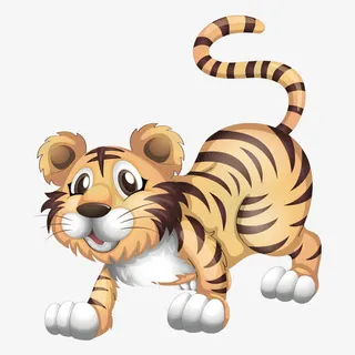 矢量卡通行走小老虎免抠