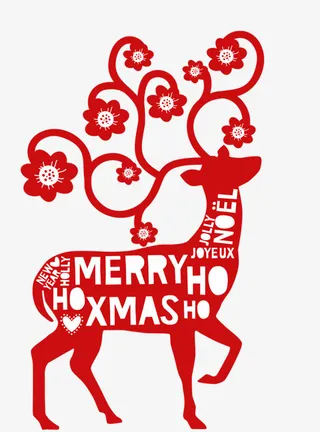 圣诞节麋鹿红色卡通剪贴画免抠