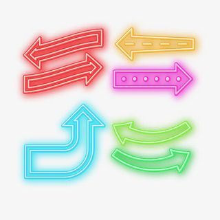 彩色卡通手绘光效箭头免抠